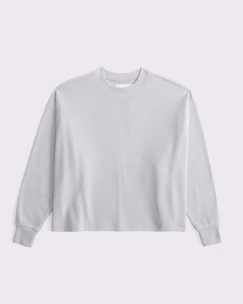 Long-Sleeve Oversized Lounge Waffle Tee | Abercrombie & Fitch (US)