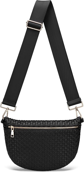 Woven Crossbody Bag for Women Stylish Leather Bum Bag Sling Purses Chest bag for Travel Festival | Amazon (US)