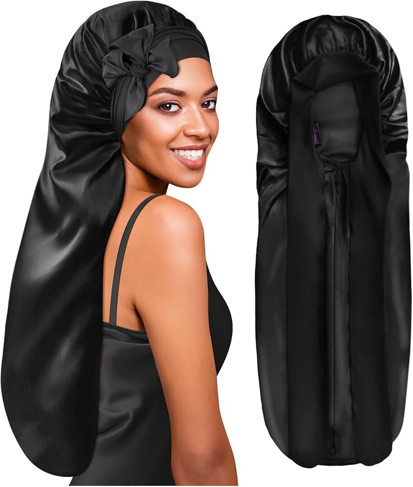 BONNET QUEEN Braid Bonnet Foldable Extra Long Bonnet for Braids Silk Bonnet Satin Bonnet with tie... | Amazon (US)