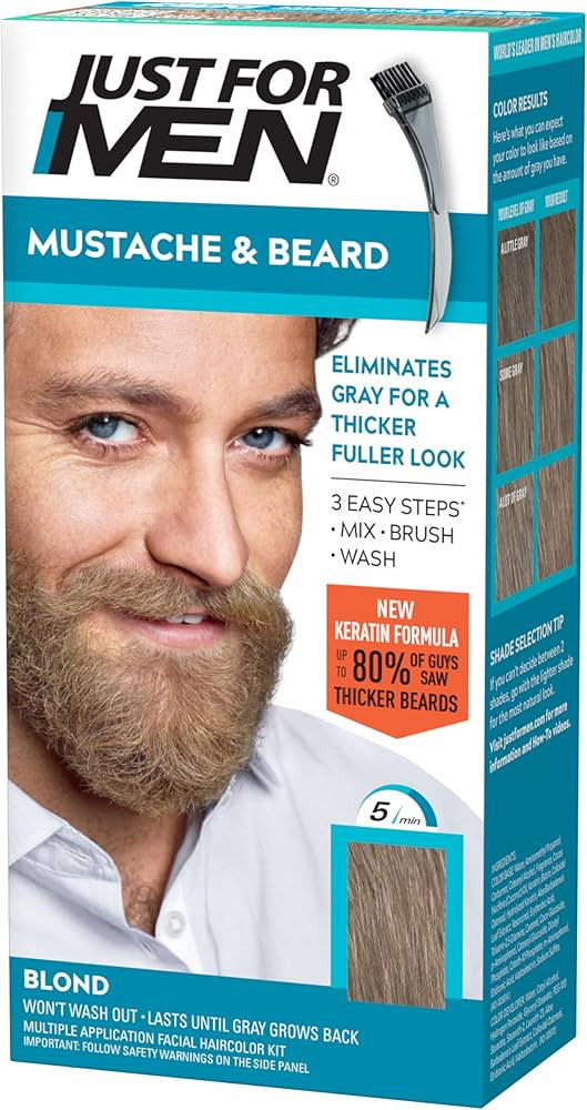 Just For Men Mustache & Beard, Beard Dye for Men with Brush Included, With Keratin Biotin Aloe an... | Amazon (US)
