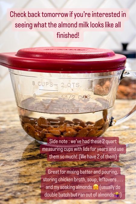 8 cup measuring cup with lid 

Great for storing soups, food and for making batter and pouring with the handle 

Easy food storage 

#LTKfamily #LTKfindsunder50 #LTKhome