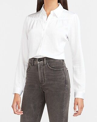 Satin Pleated Front Shirt | Express