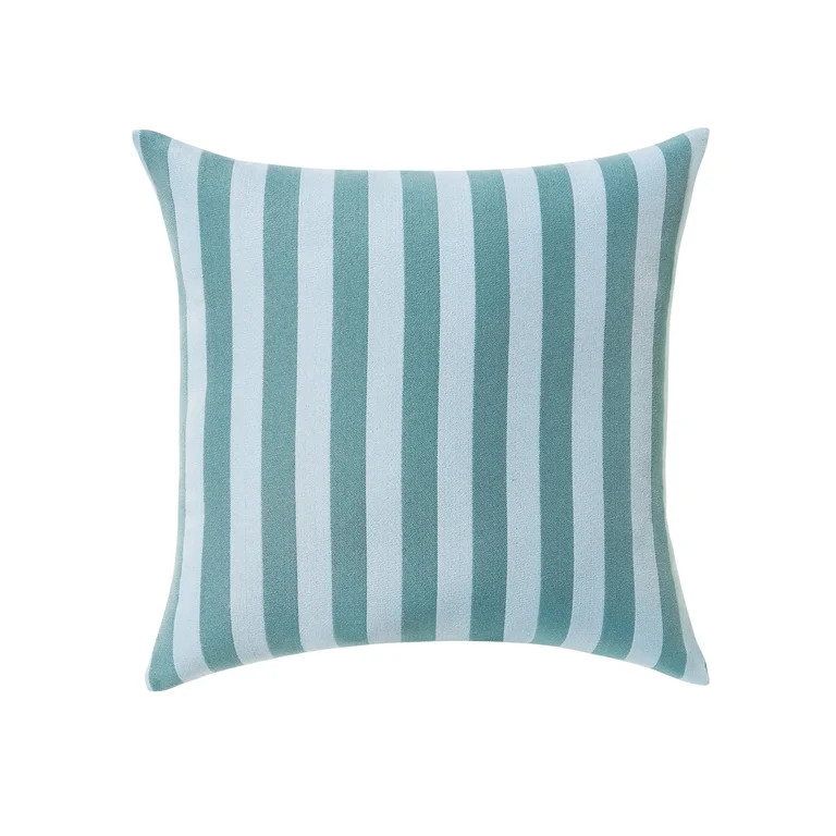Beautiful 18" x 18" Decorative Outdoor Pillow by Drew Barrymore, Blue Stripe | Walmart (US)