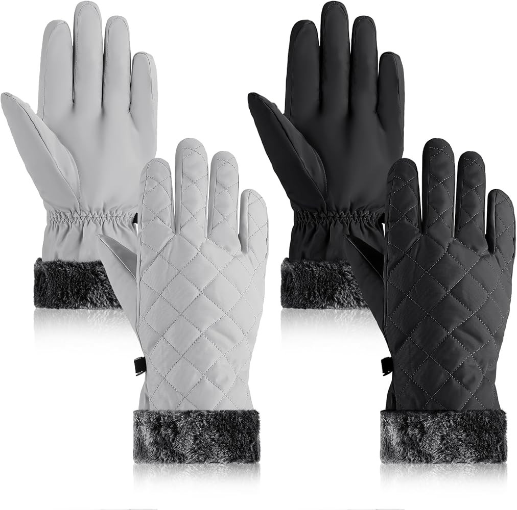 Ramede 2 Pairs Winter Ski Glove Waterproof and Windproof Warm Snow Gloves with Elastic Faux Fur C... | Amazon (US)