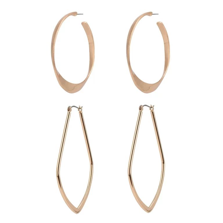 The Pioneer Woman Gold Abstract Duo Hoop Earrings | Walmart (US)