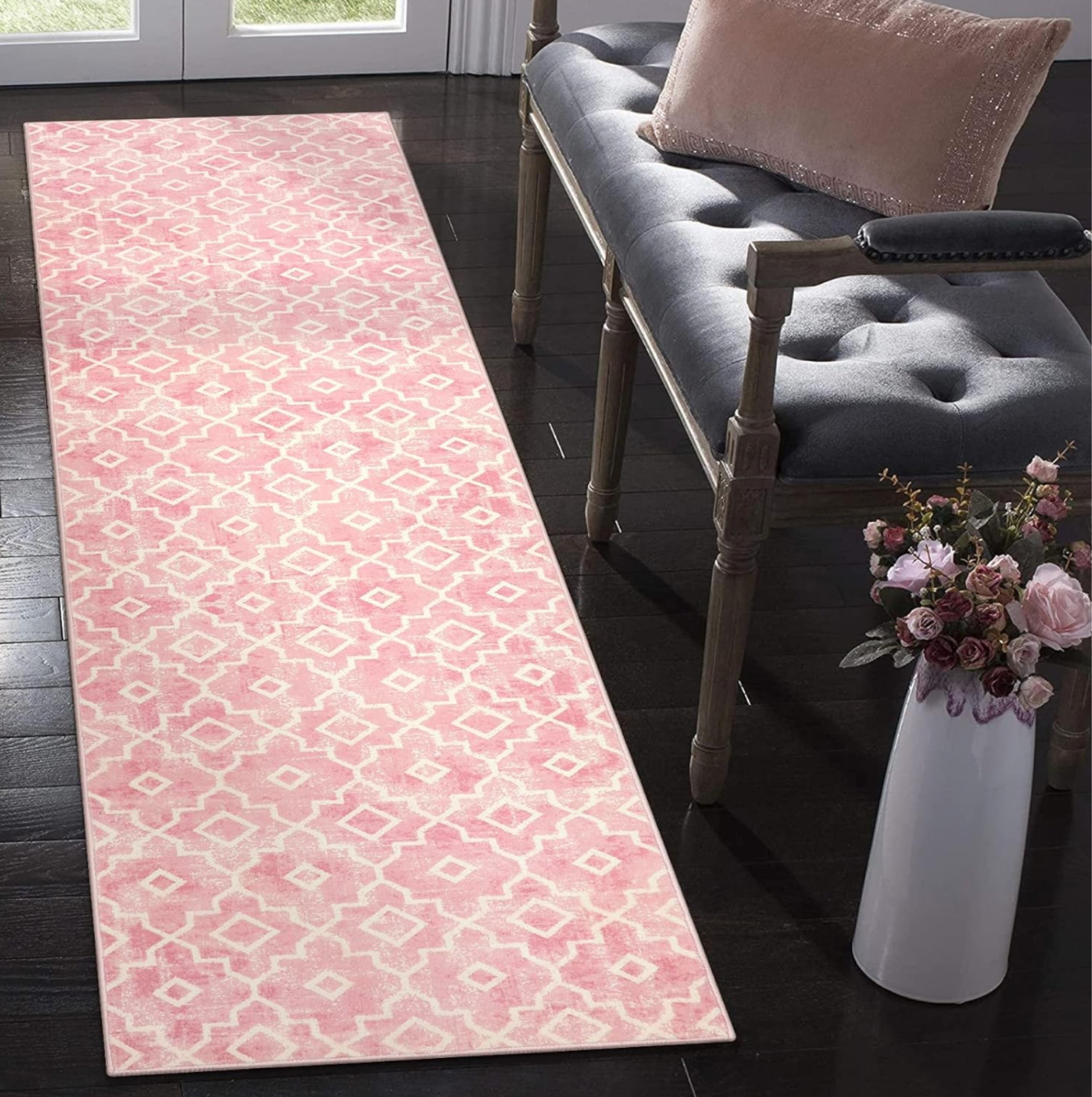 Pink washable runner for kitchen, hallway or any high traffic area 

#LTKhome #LTKfindsunder50 #LTKfindsunder100
