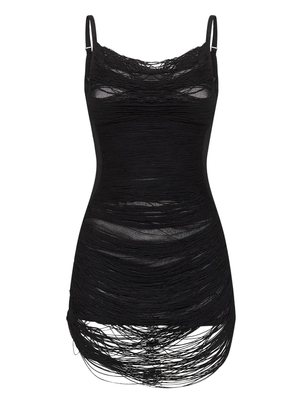 The Attico Fringed Mini Dress | Black | FARFETCH | Farfetch Global