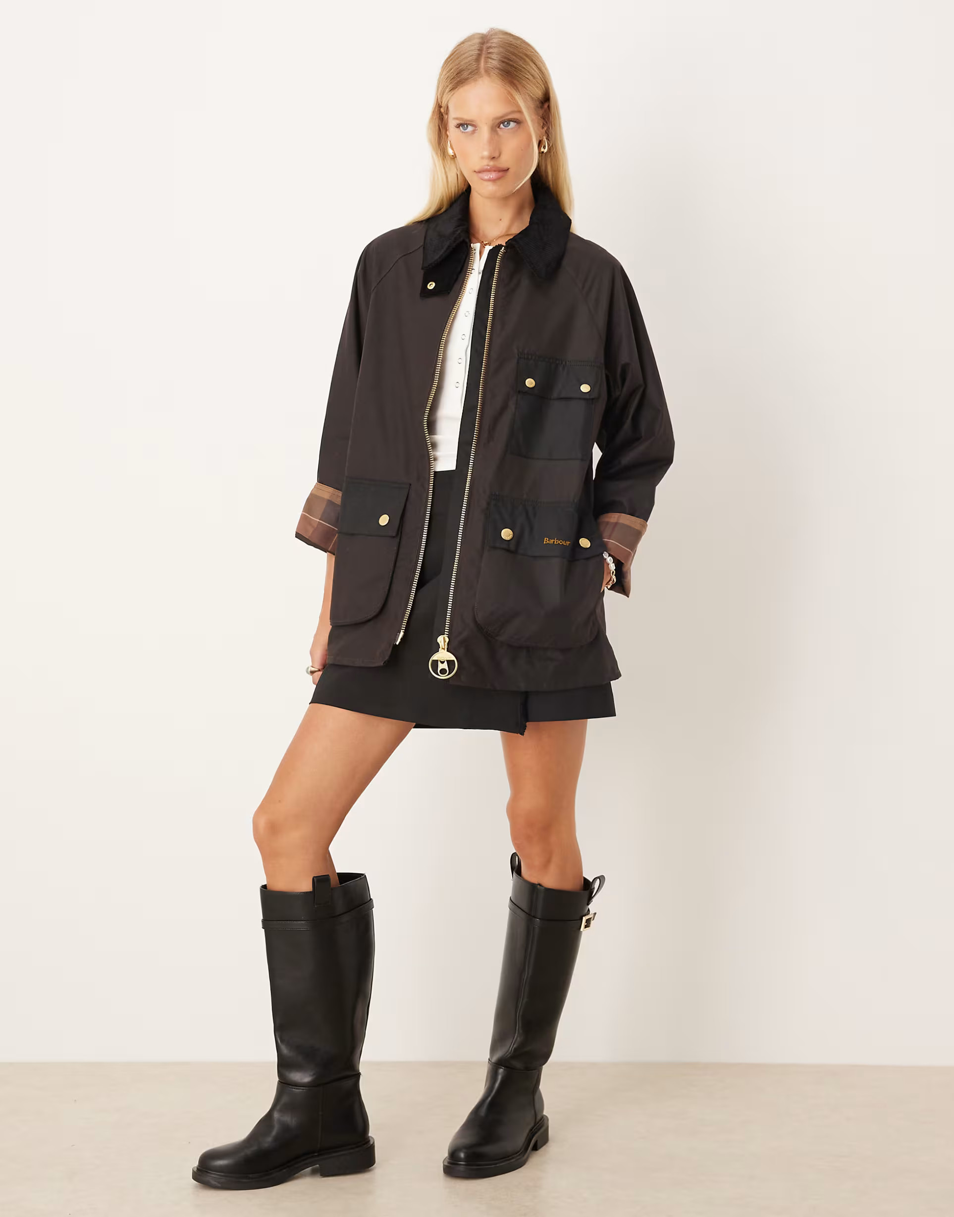 Home› Search results for barbour wax jacket› Barbour Luella wax jacket in rustic/muted tartan... | ASOS (Global)