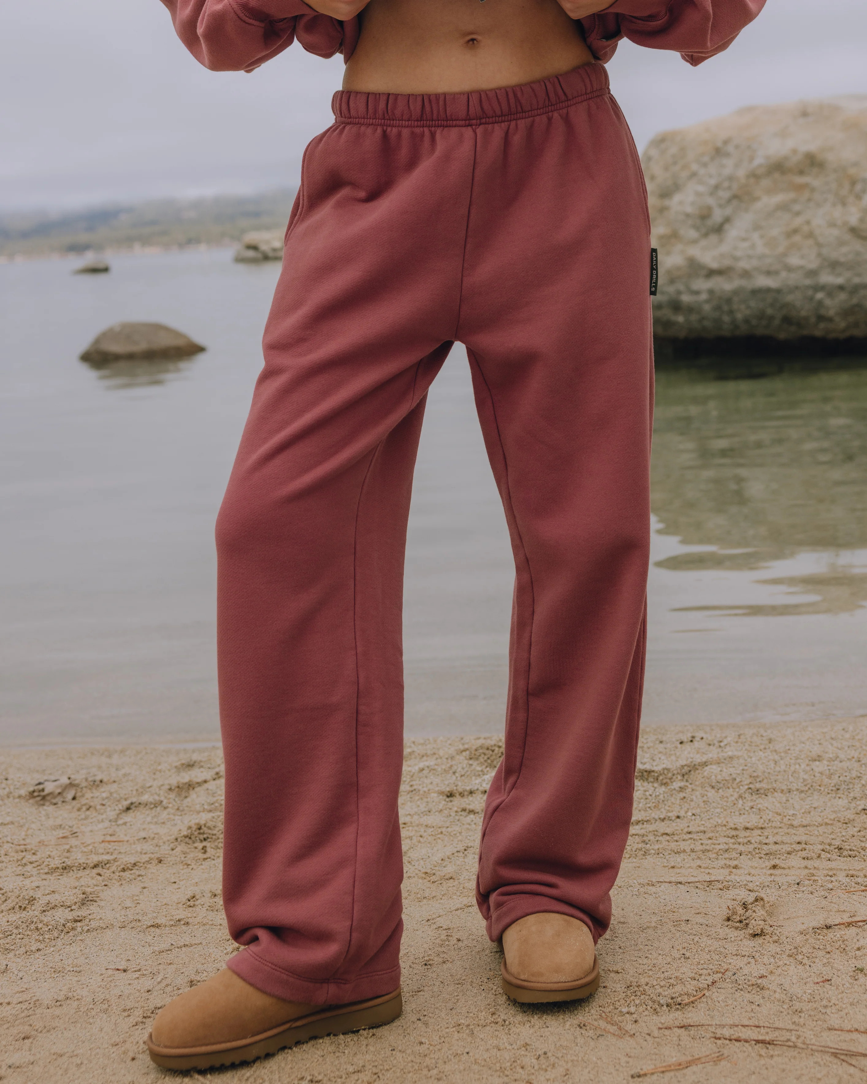 Heavyweight Straight Leg Sweatpants - Wine | Daily Drills LLC