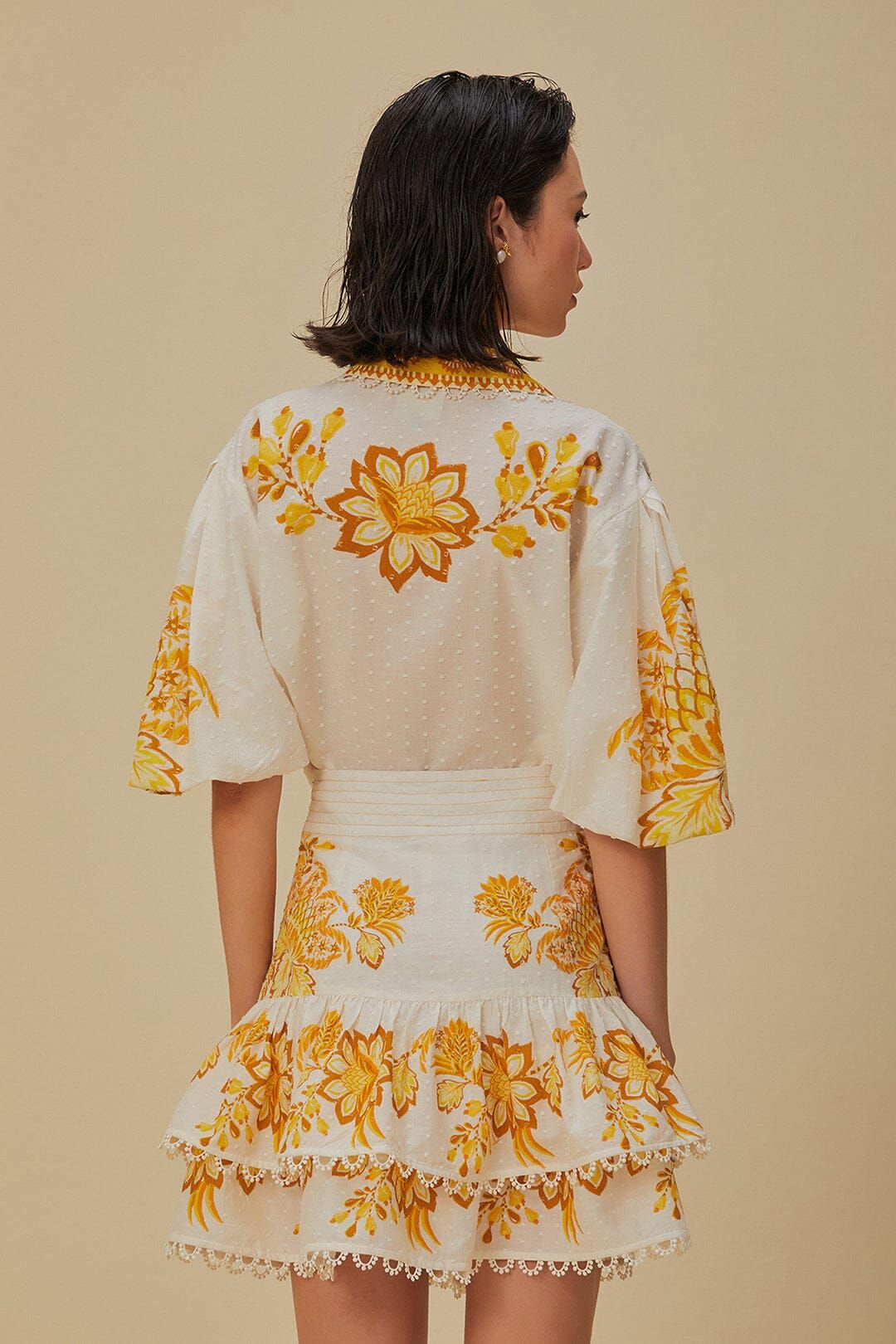 Off-White Aura Floral Mini Skirt | FarmRio