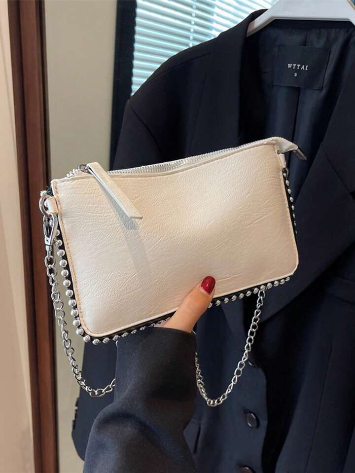 Einfarbige Damen Handtasche, Neuer Modischer Eleganter Damen Charm Umhängetasche, Beliebte Perlen Crossbody Clutch | SHEIN