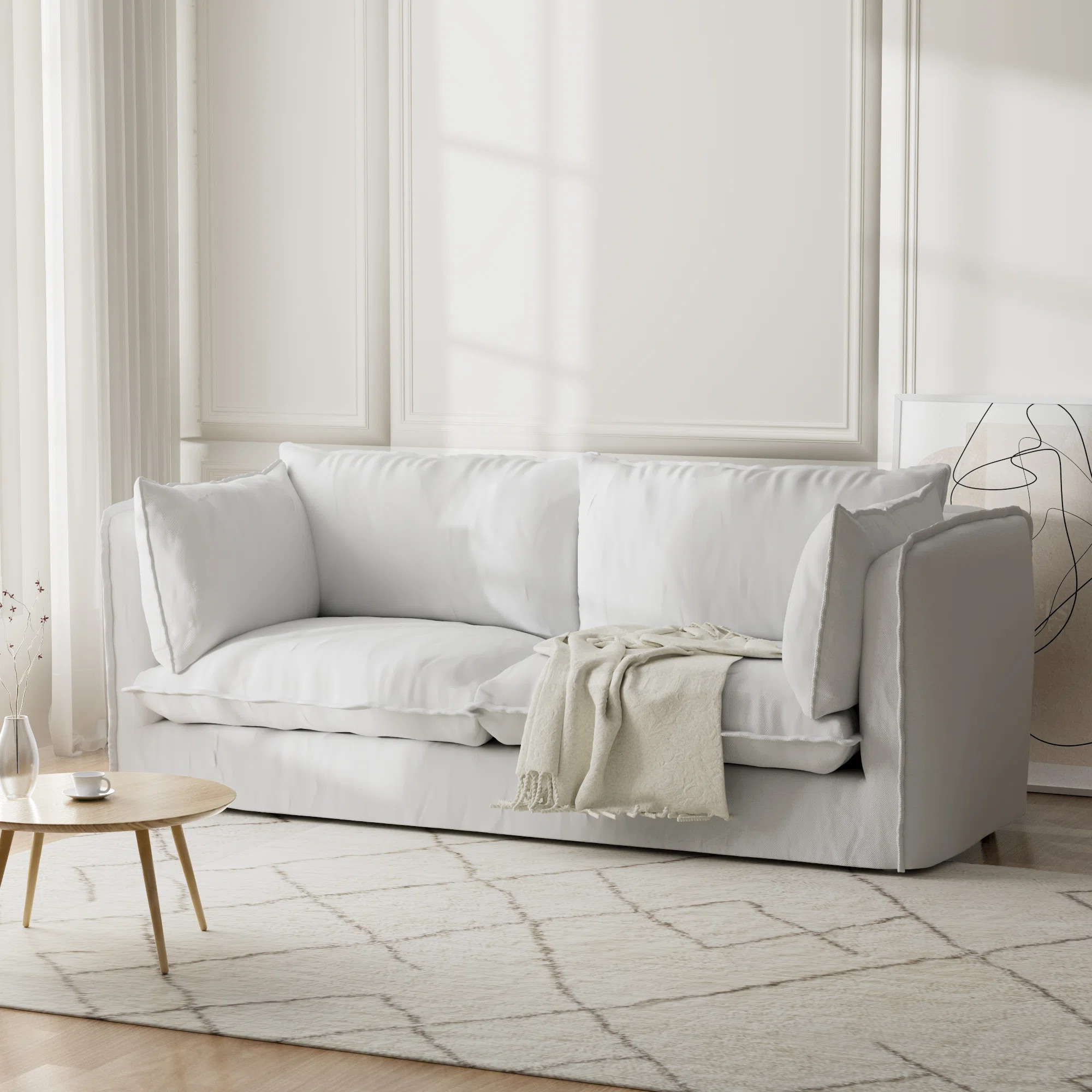 Caroletta 80'' Upholstered Down Slipcovered Sofa For Living Room, Couches with Solid Wood Frame | Wayfair North America