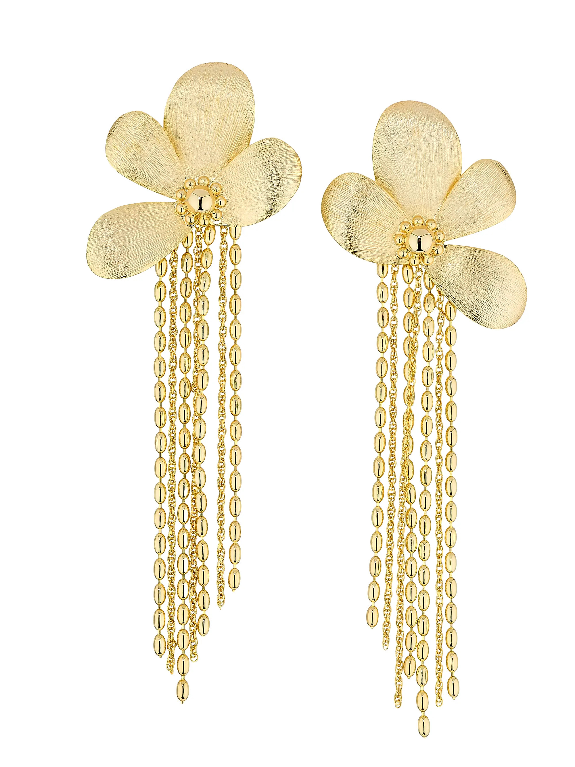 Brushed Flower Anaya Goldtone Stainless Steel Earrings | Saks Fifth Avenue