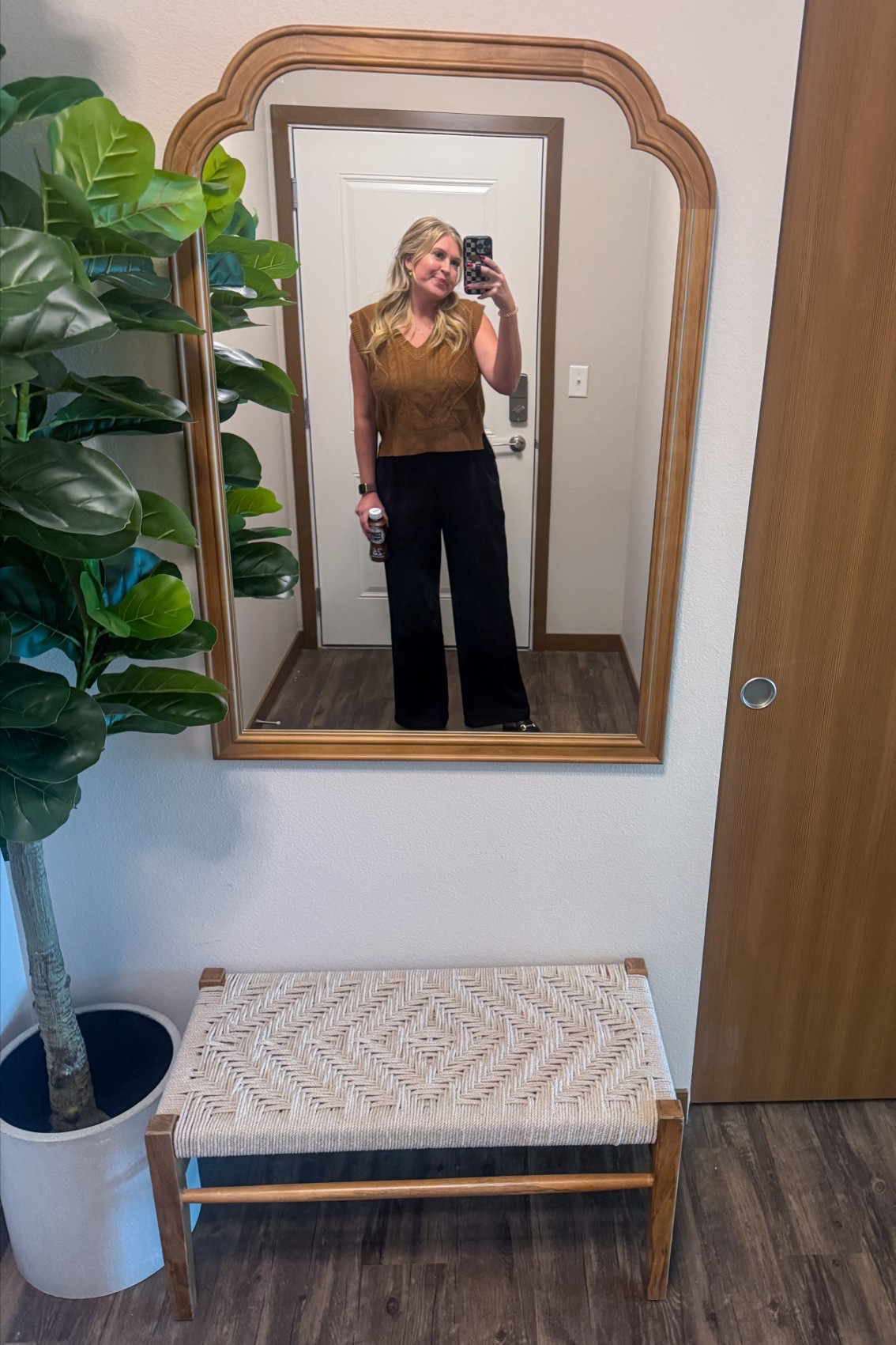 Work outfit, Office outfit, business casual outfit, women’s trousers, women’s knitted vest, home decor, front entry decor

#LTKHome #LTKWorkwear #LTKMidsize