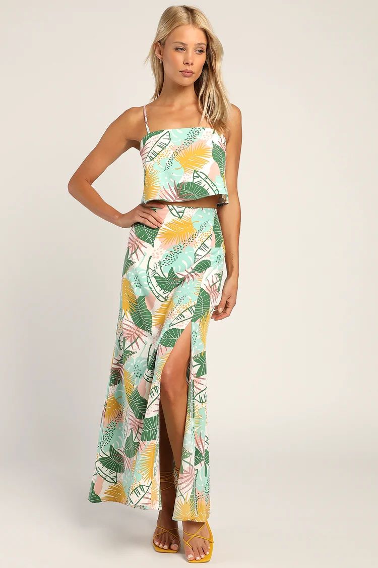 Hot Tropic White Multi Tropical Print Maxi Skirt | Lulus (US)