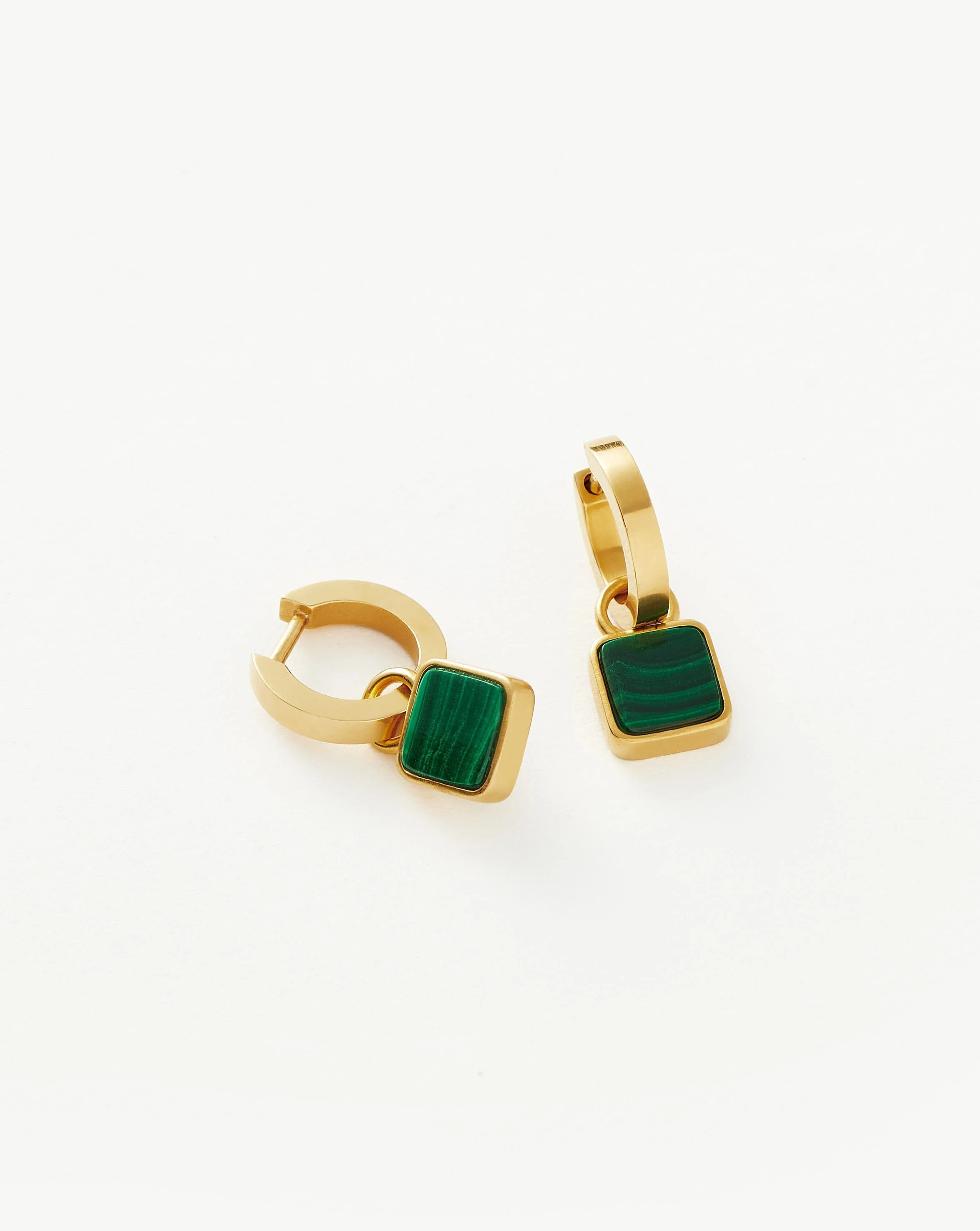 lucy-williams-square-malachite-charm-mini-hoop-earrings | Missoma