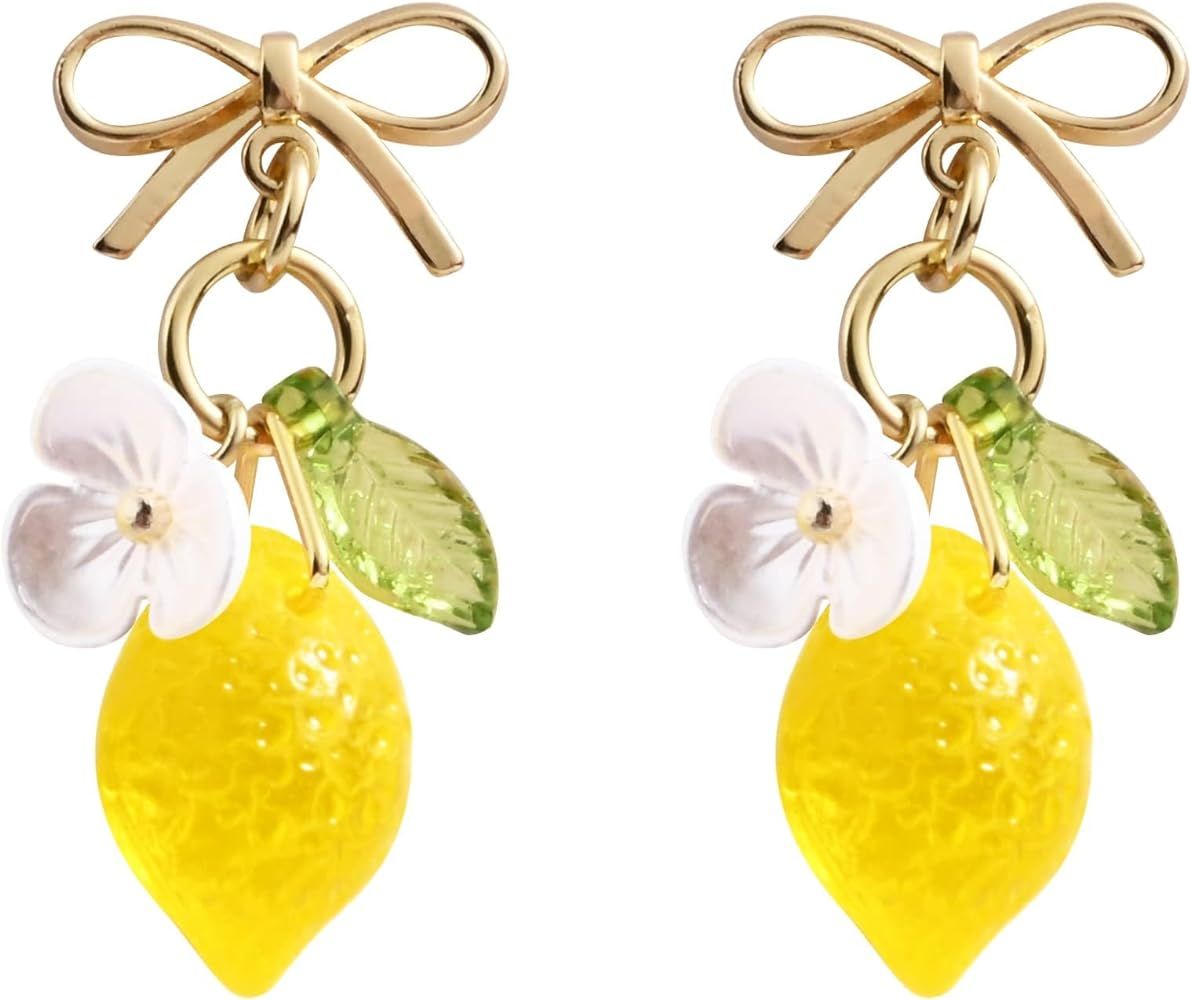 DLYFNVEV Orange Lemon Strawberry Imported Czech Glass Beads Earrings Handmade Bowtie Fruits Dangl... | Amazon (US)