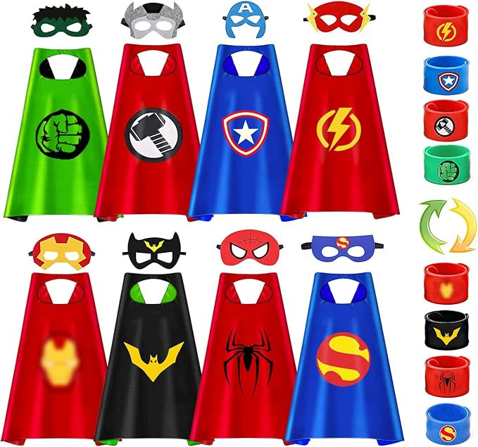 Amazon.com: Superhero Capes and Masks Double Side Super hero Toys Halloween Cosplay Birthday Part... | Amazon (US)