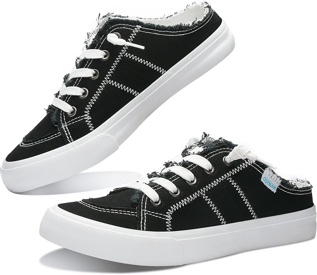 Obtaom Women Canvas Mules Memory Foam Clipper Fashion Sneakers Comfortable Slip-On Mule Backless ... | Amazon (US)