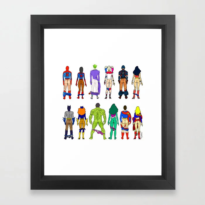 Superhero Butts - Power Couple Framed Art Print | Society6