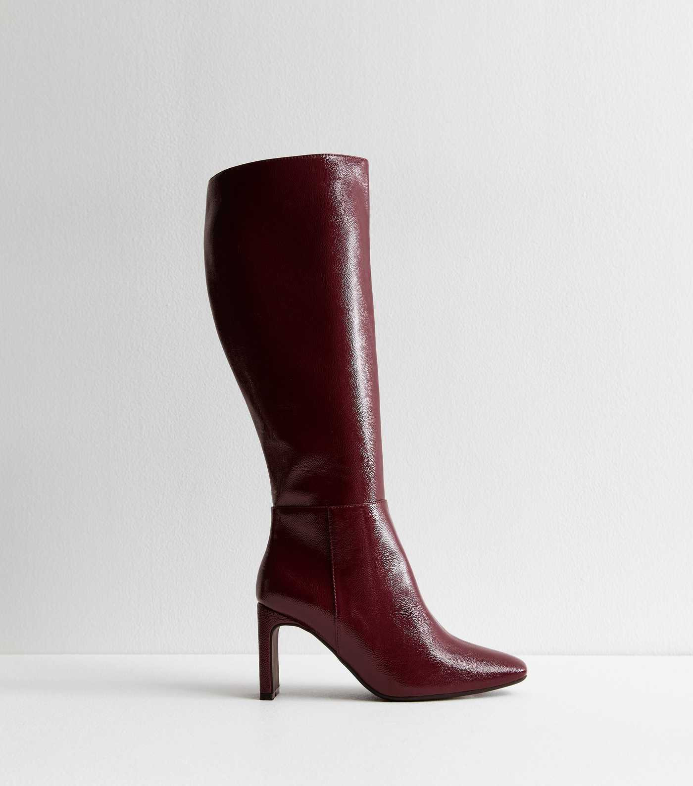 Burgundy Knee High Heeled Boots  | New Look | New Look (UK)