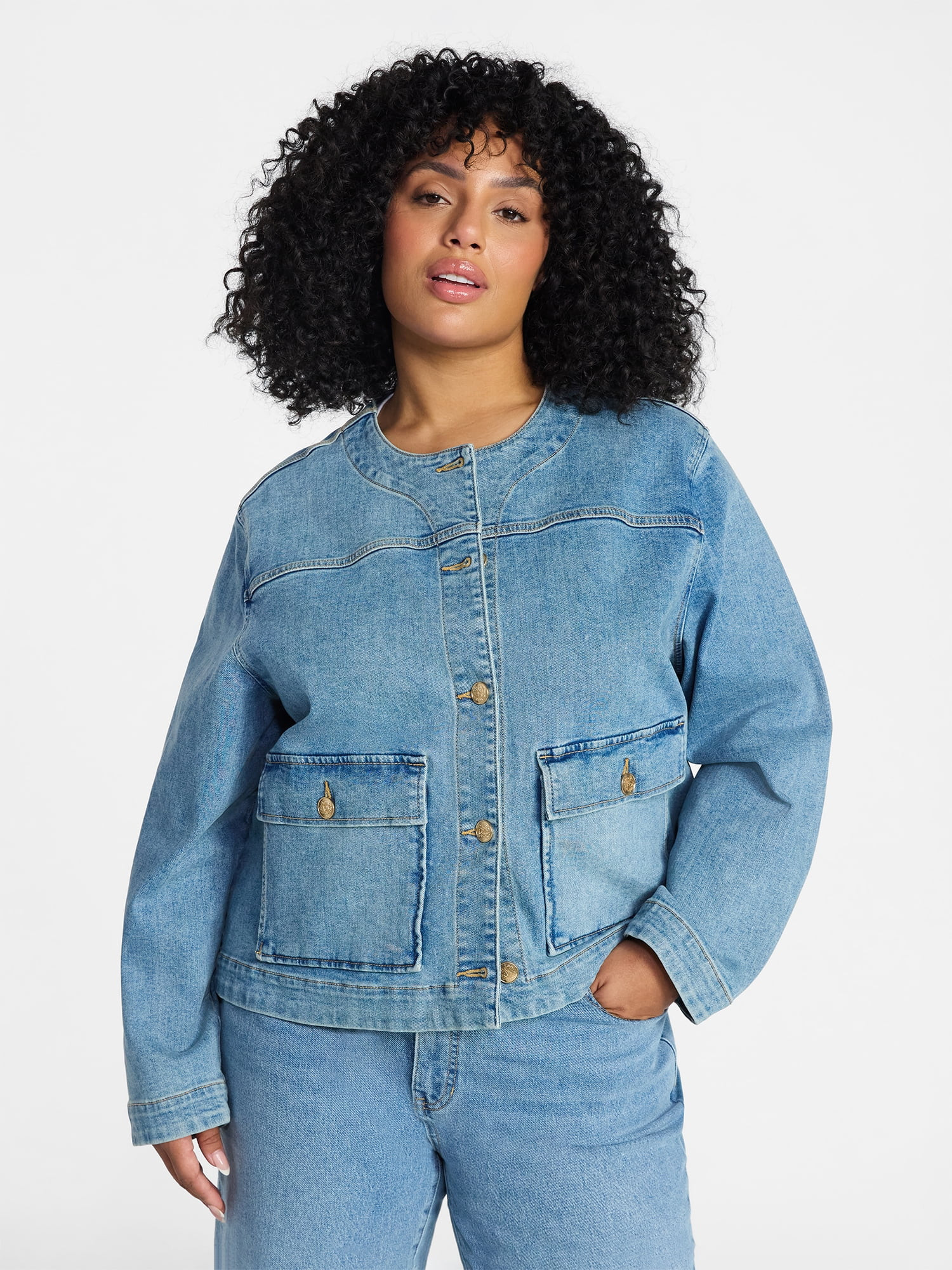 Terra & Sky Plus Denim Lady Jacket, Sizes 0X-5X | Walmart (US)