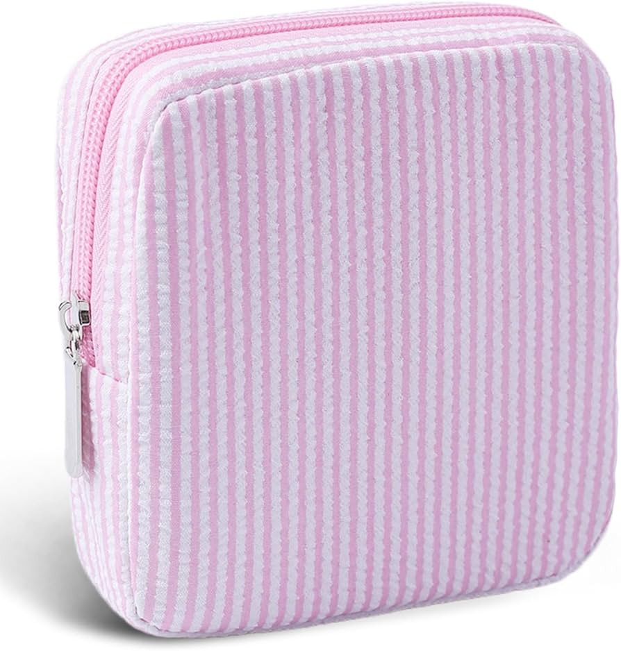 Period Bag for Teen Girls | Striped Sanitary Napkin Storage Bag | Cute Pads Pouch for Period | Me... | Amazon (US)