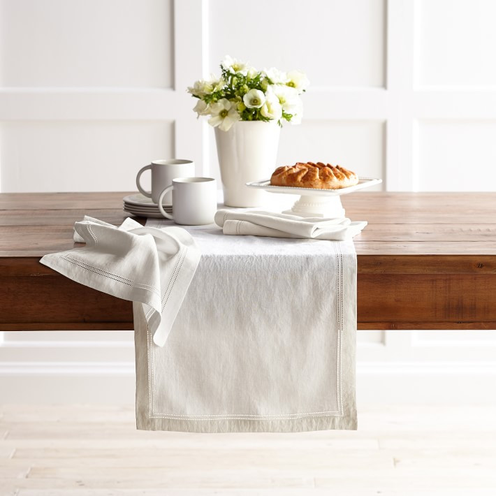 Linen Double Hemstitch Table Runner | Williams-Sonoma
