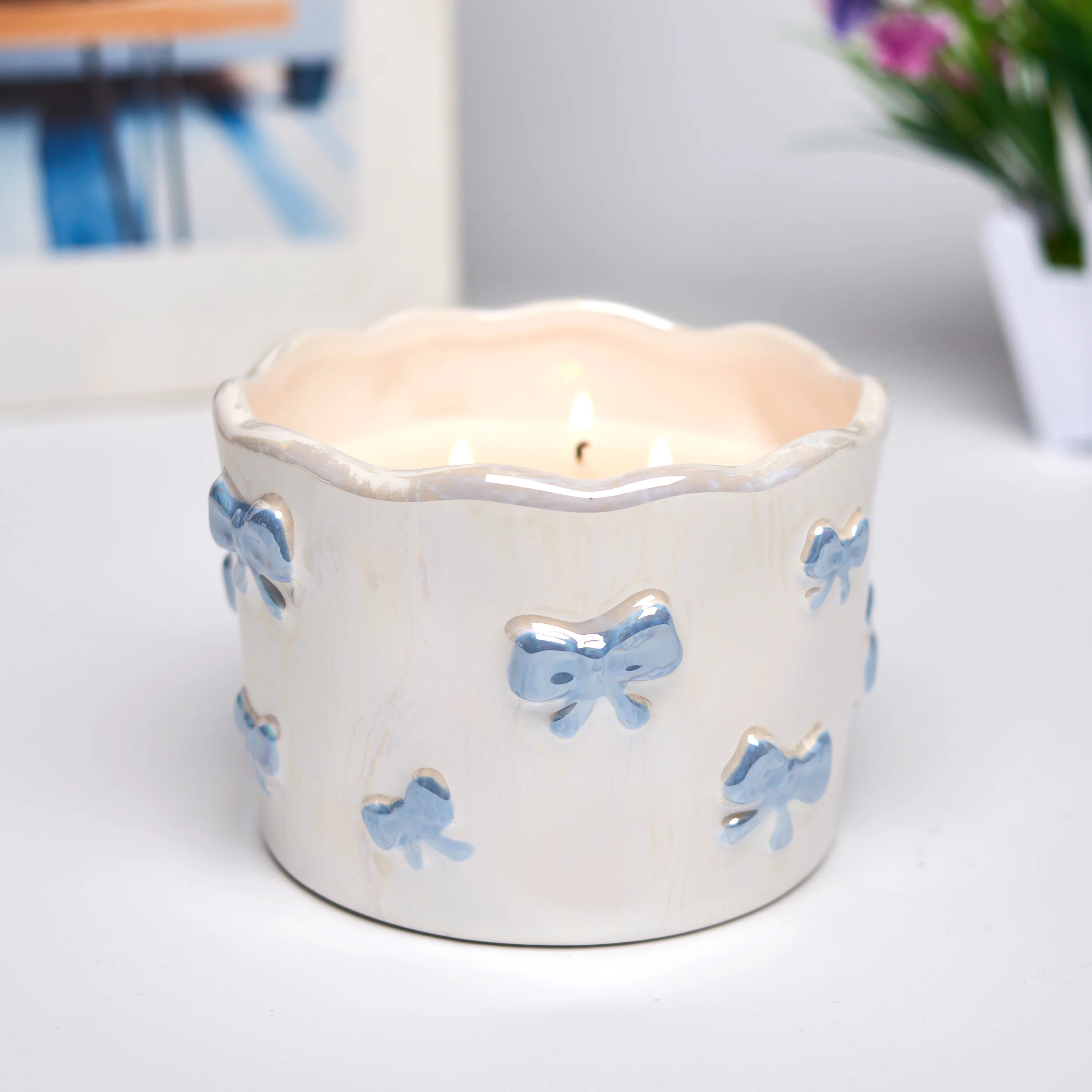 12oz Ceramic Blue Bow Candle, 3-Wick | Walmart (CA)