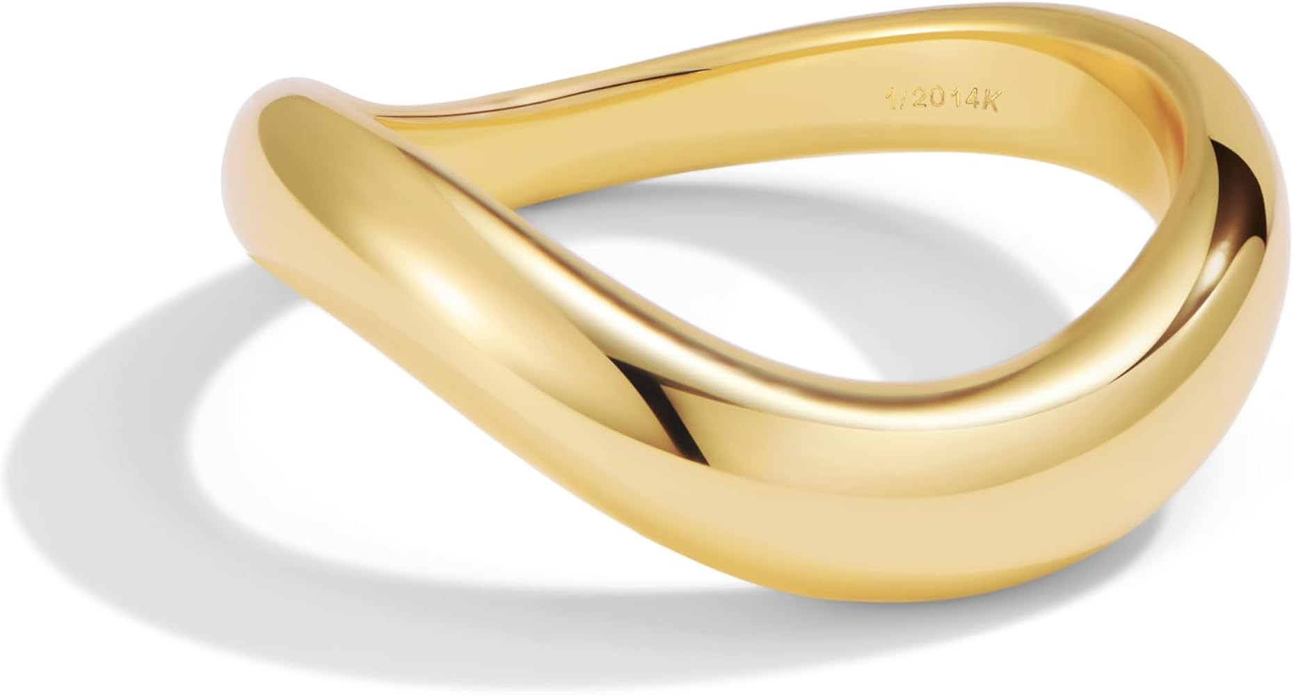 NOKMIT Chunky Wavy Dome Rings for Women, 14K Gold Filled Statement Bold Twisted Wave Bands, Stack... | Amazon (US)