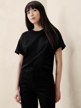 Cotton-Sateen Oversized T-Shirt | Banana Republic Factory