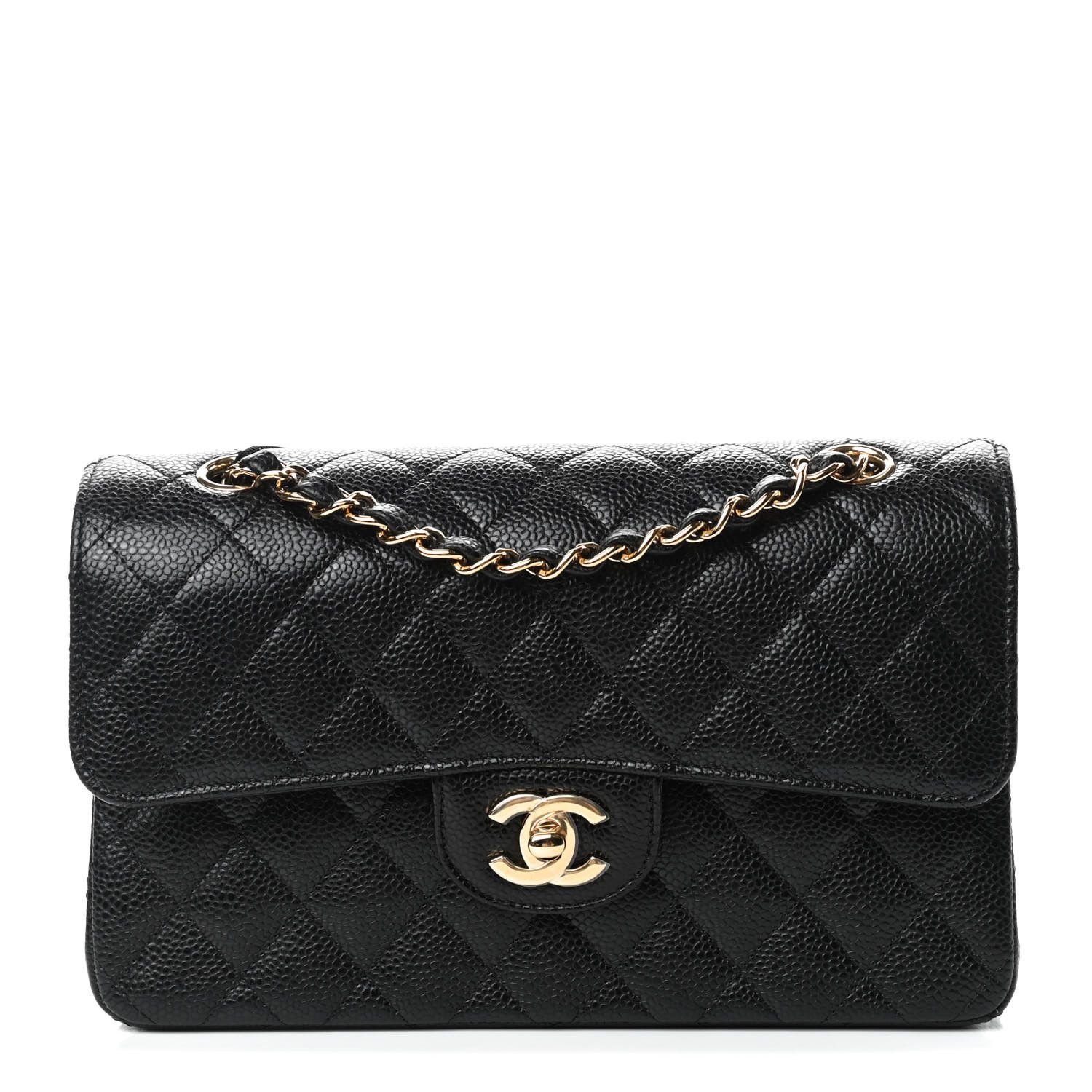 Caviar Quilted Small Double Flap Black | Fashionphile