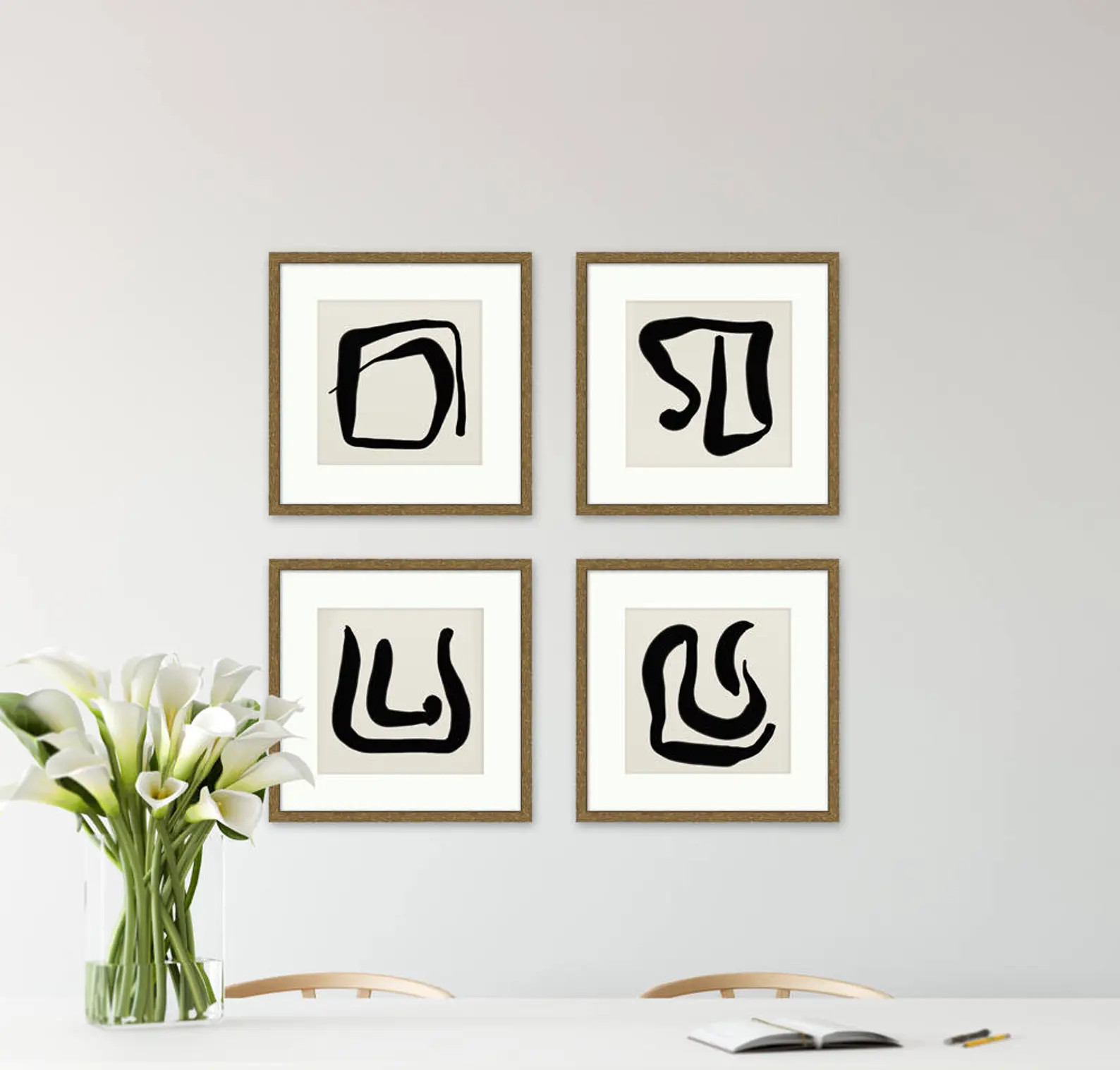 Black and White Abstract Art Print Set: Minimalist Wall Decor (Digital Download) | Etsy (Global)