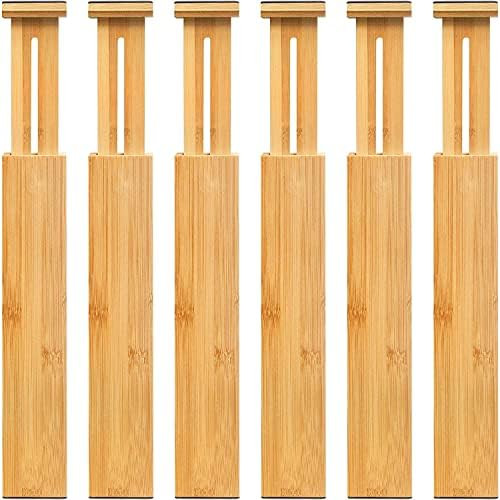 Adjustable Bamboo Drawer Dividers, Expandable Drawer Organizer (16.7-21.9 in) for Kitchen, Bedroo... | Amazon (US)