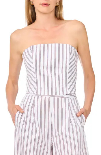 Parker Pinstriped Strapless Cotton Top in Crisp Merlot at Nordstrom Rack, Size 0 | Nordstrom Rack