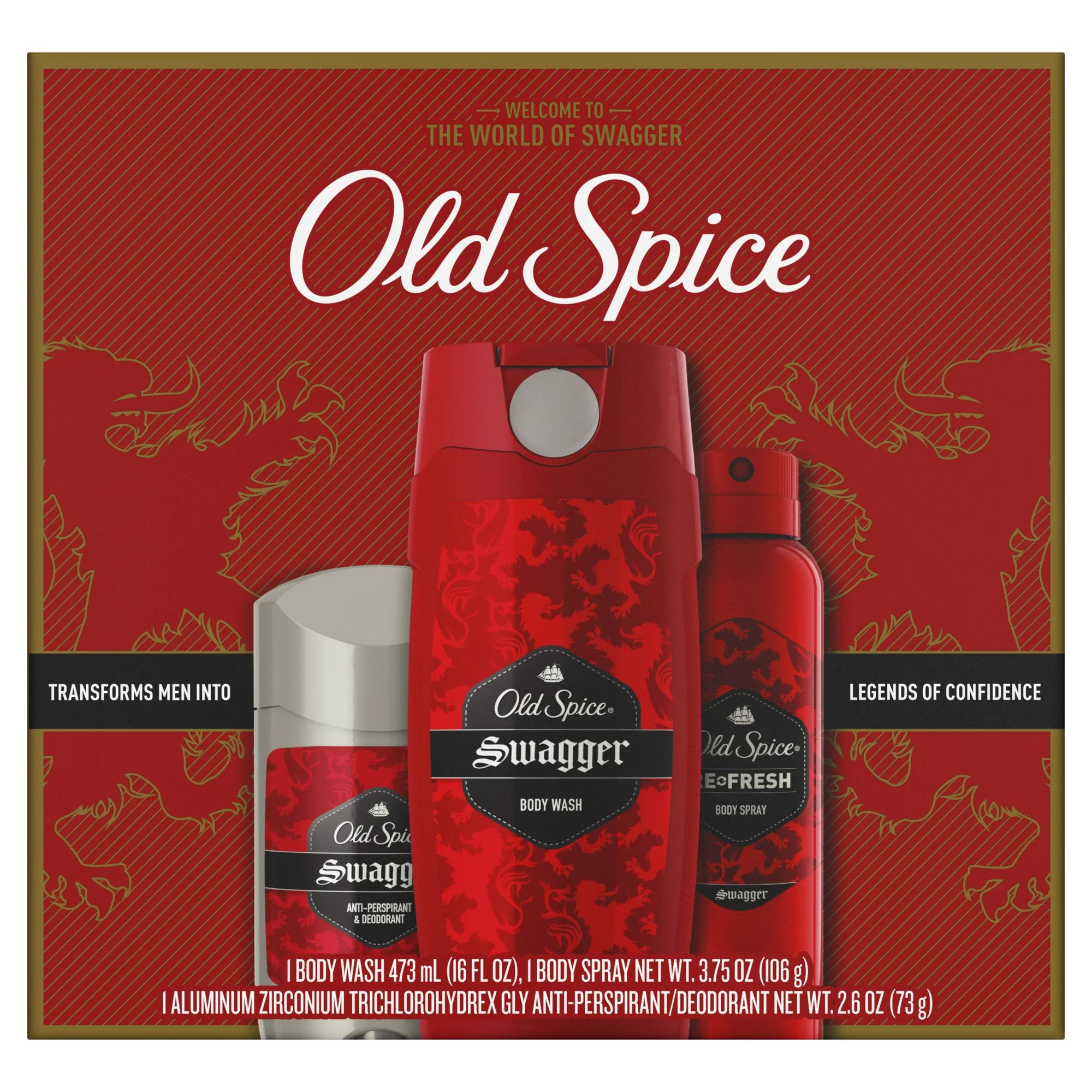 Old Spice Swagger Antiperspirant and Deodorant + Body Wash + Body Spray, Gift Pack | Walmart (US)