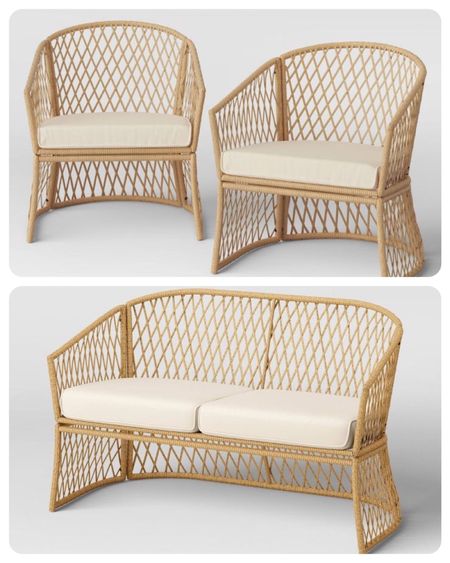 Affordable, outdoor furniture, patio balcony, deck, pool rattan, woven, natural neutral, target, loveseat, seating, arm chair, Serena and Lily dupe 

#LTKhome #LTKstyletip