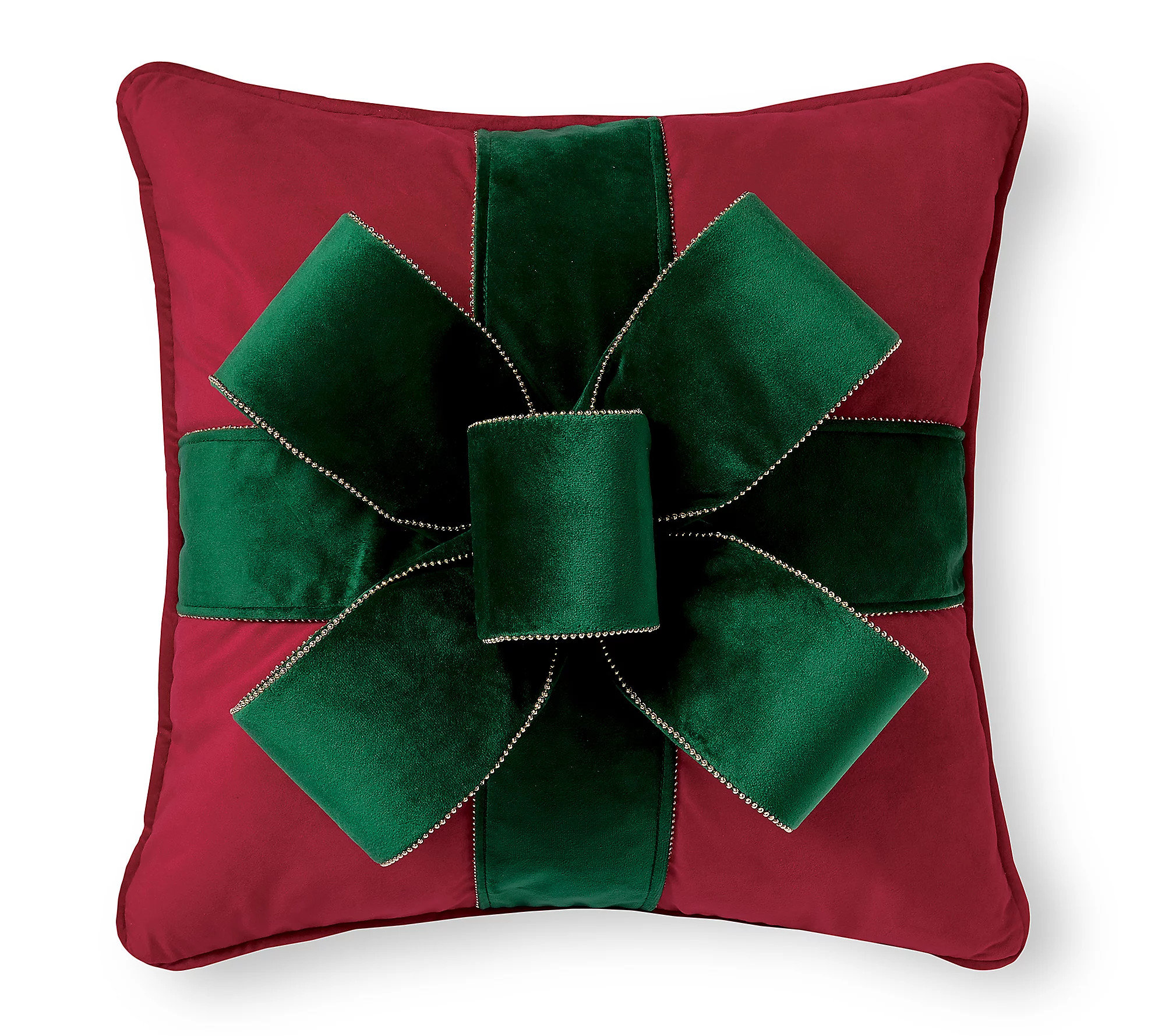 Grandin Road Red 18"" x 18"" Christmas Bow Pillow | QVC