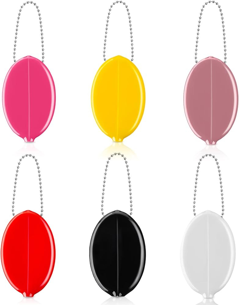 Frienda Rubber Coin Purse 6 Pieces Oval Coin Purse Coin Holders Colorful Coin Purse with Chain for M | Amazon (US)