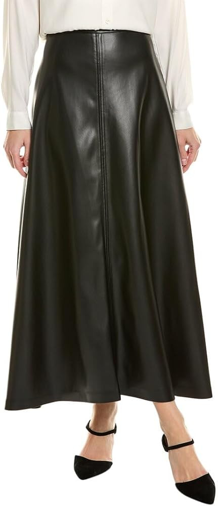 Vince Camuto Womens Faux Leather Seamed A-line Skirt, Black, Large at Amazon Women\u2019s Clothing store | Amazon (US)