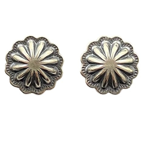 MOUNTAIN OF JEWELS Sterling Silver Repousse Concho Stud Earrings For Women (1 Pair), One-size | Amazon (US)