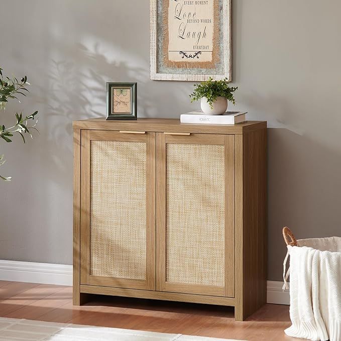 Hampstead Storage Cabinet Sideboard with Rattan Doors, Buffet Kitchen Cabinet with Adjustable She... | Amazon (US)
