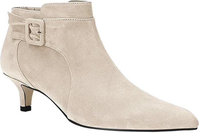 Juliet Holy Womens Pointed Toe Ankle Boots Kitten Heels Faux Suede Booties Side Zipper Dress Shoe... | Amazon (US)