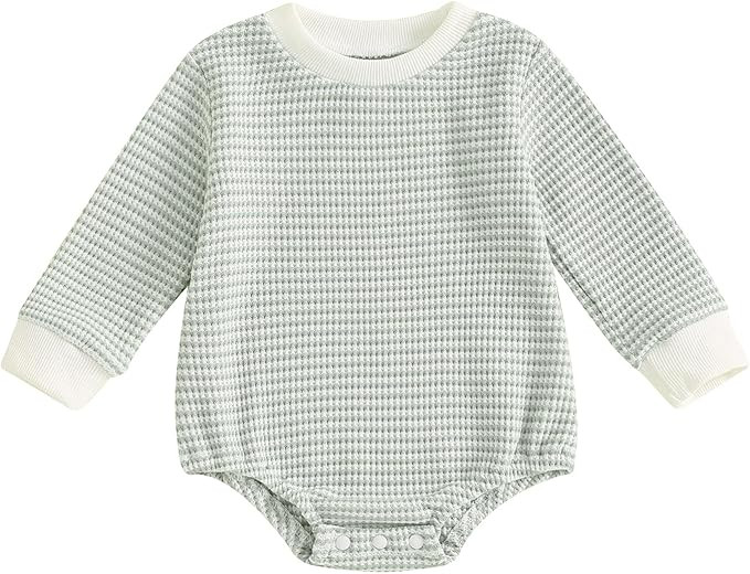 VISGOGO Unisex Baby Boy Girl Romper Waffle Newborn Infant Onesie Clothes Long Sleeve Bubble Overs... | Amazon (US)