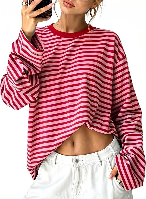 Sampeel Womens Long Sleeve Tops Oversized T Shirts 2026 Y2K Fall Fashion Clothes | Amazon (US)