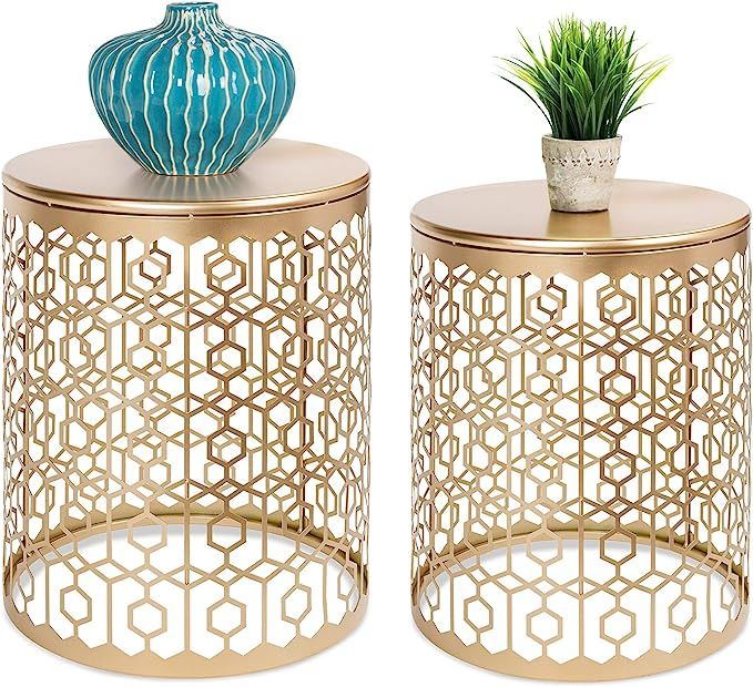 Best Choice Products Metal Accent Table, Set of 2 Decorative Round End Tables Nightstands, Coffee... | Amazon (US)