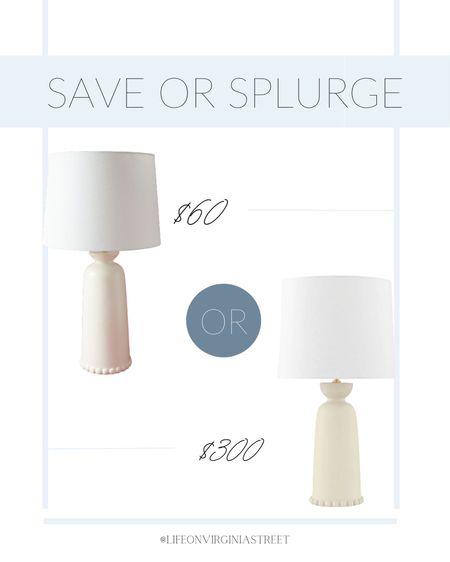 Loving both the save and splurge option of the Studio McGee Rhea table lamp! I love this circle dot lamp that has subject trim and timeless shape!
.
#ltkhome #ltksalealert #ltkfindsunder100 designer look for less, affordable lamps, HomeGoods finds, #ltkseasonal

#LTKsalealert #LTKfindsunder100 #LTKhome