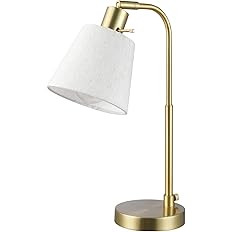 Globe Electric 61000057 16" Desk Lamp, Matte Brass Finish, White Linen Shade, Pivot Joint, On/Off... | Amazon (US)