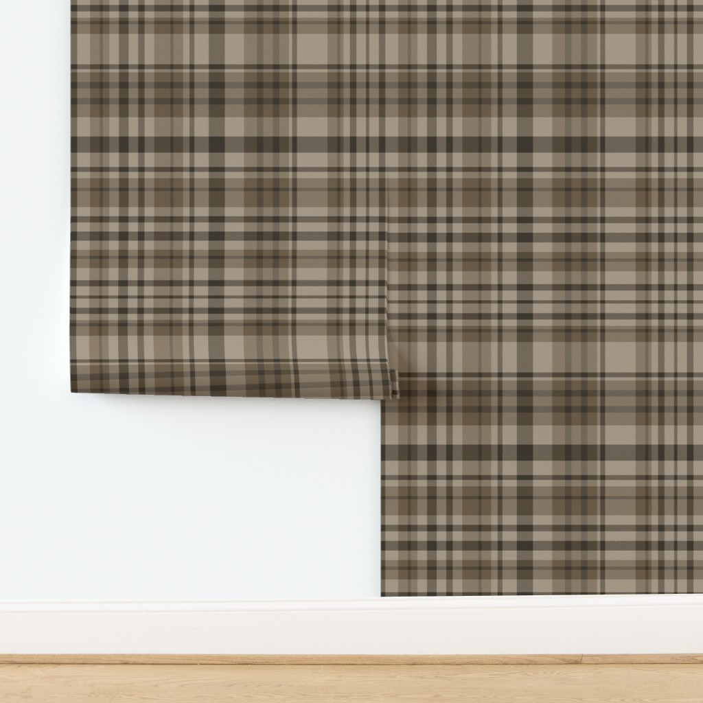 Rustic Mocha Brown & Charcoal Plaid for Modern Cabin Living Room Walls Wallpaper | Spoonflower | Spoonflower