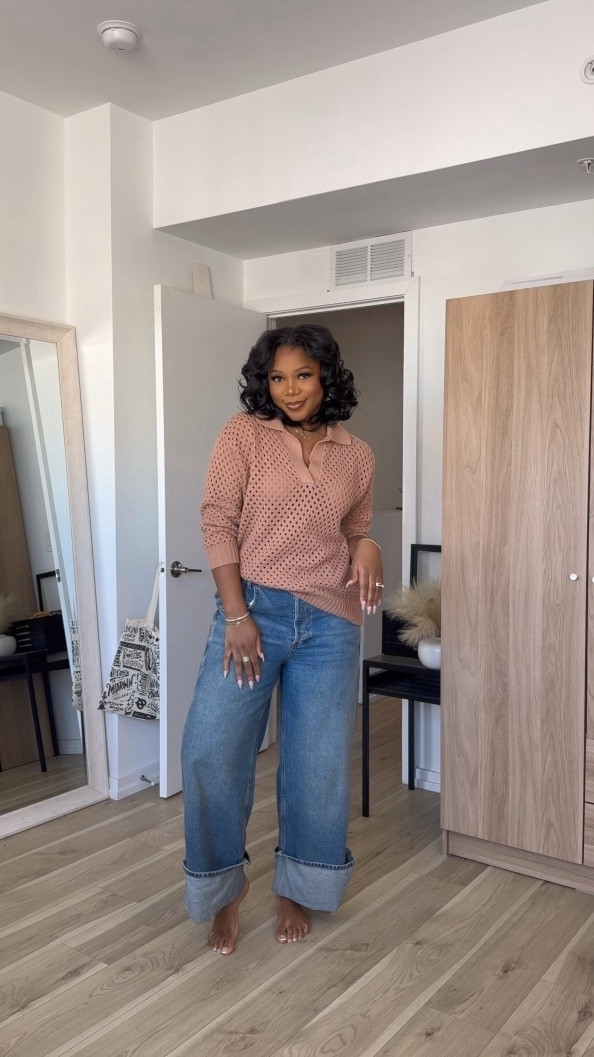 Perfect everyday outfit. Love this crochet polo sweater for spring and summer 😍 wearing a large for my desired fit! 

#LTKstyletip #LTKsalealert #LTKhome